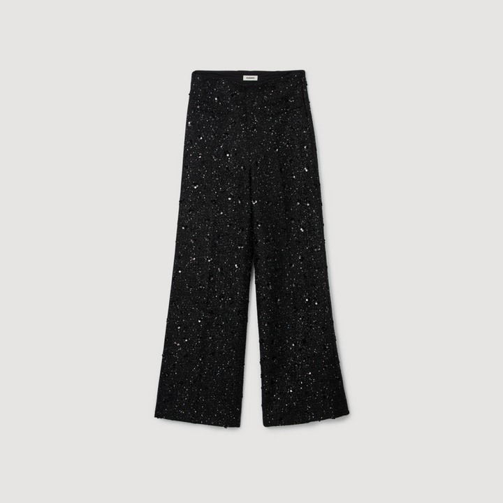 Pantalón de tweed con strass