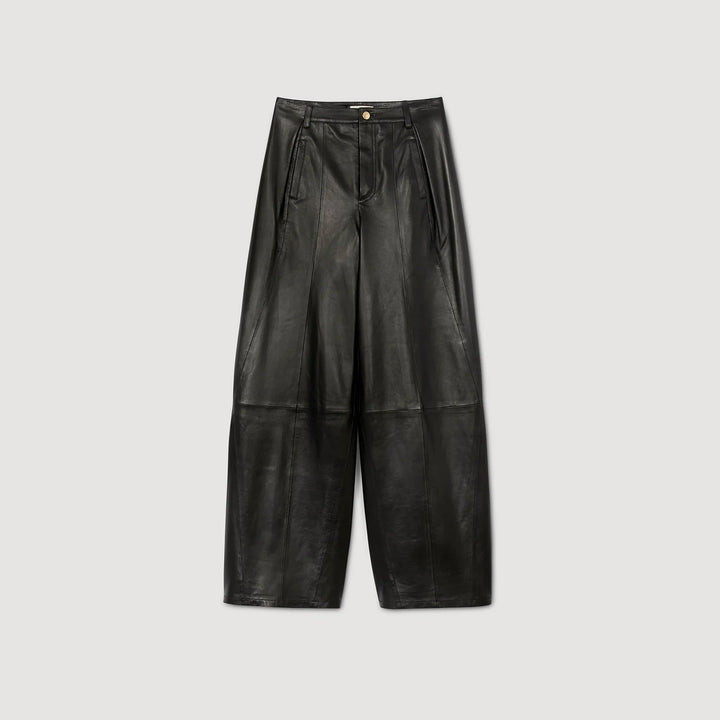 Pantalón ancho de cuero