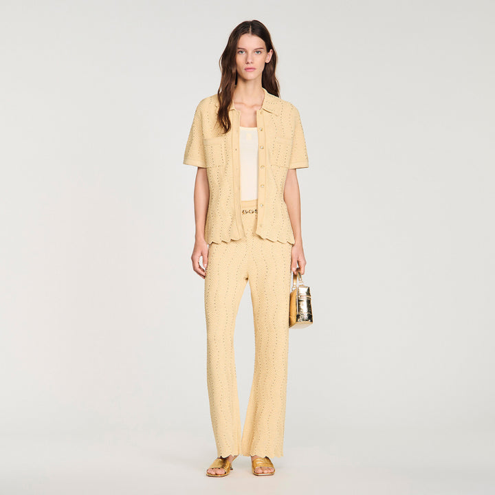 Pantalón de punto con strass