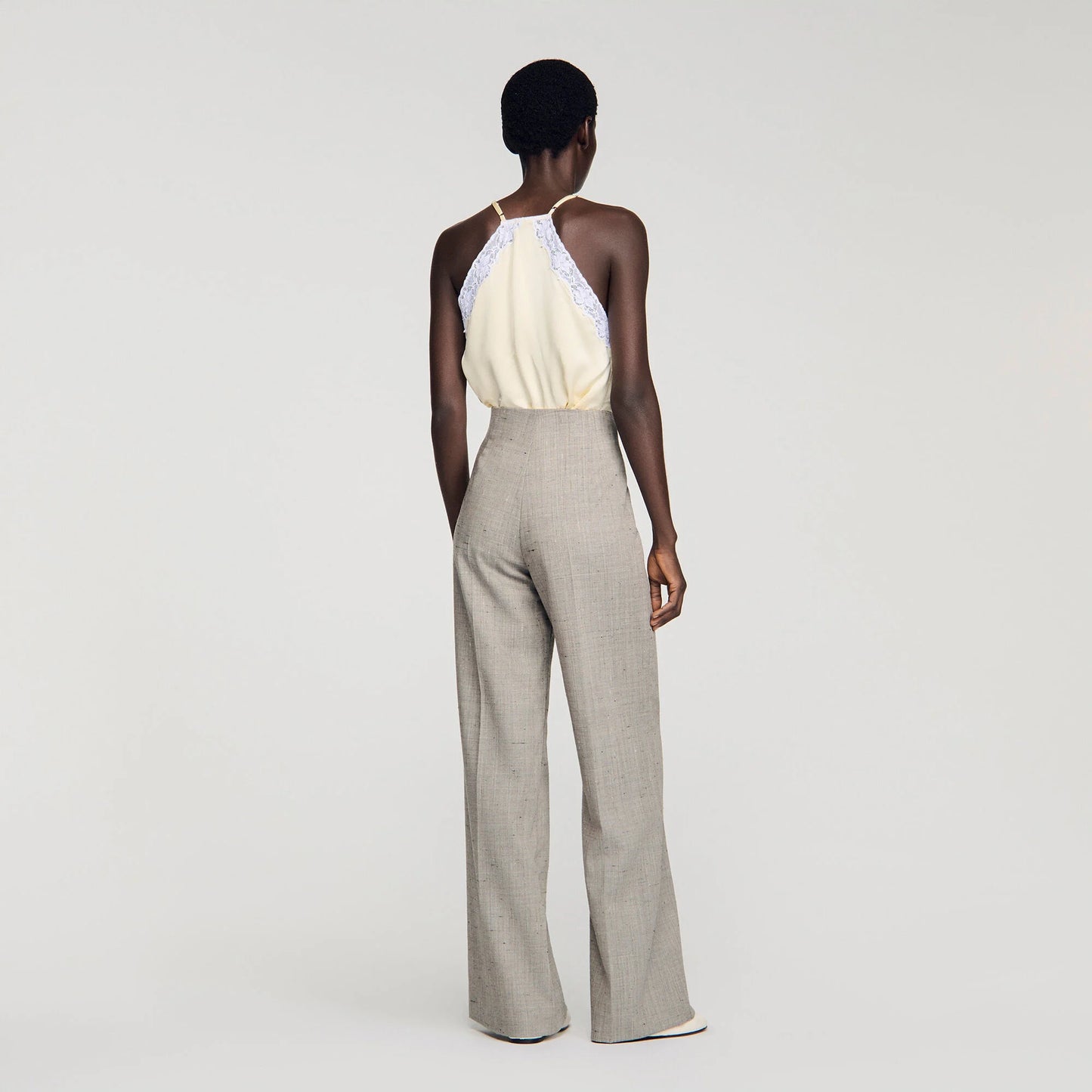 Pantalón ancho de lana a cuadros