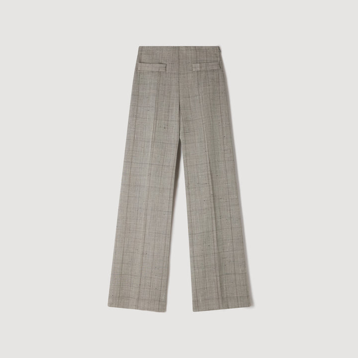 Pantalón ancho de lana a cuadros