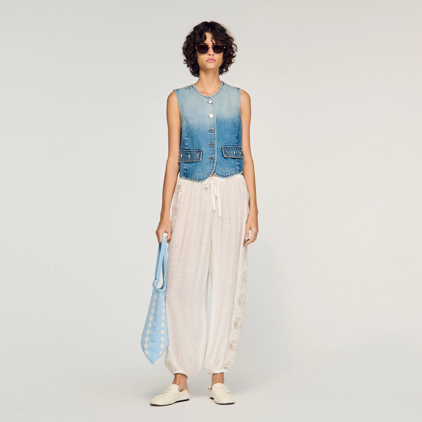 Pantalón ancho de crepé