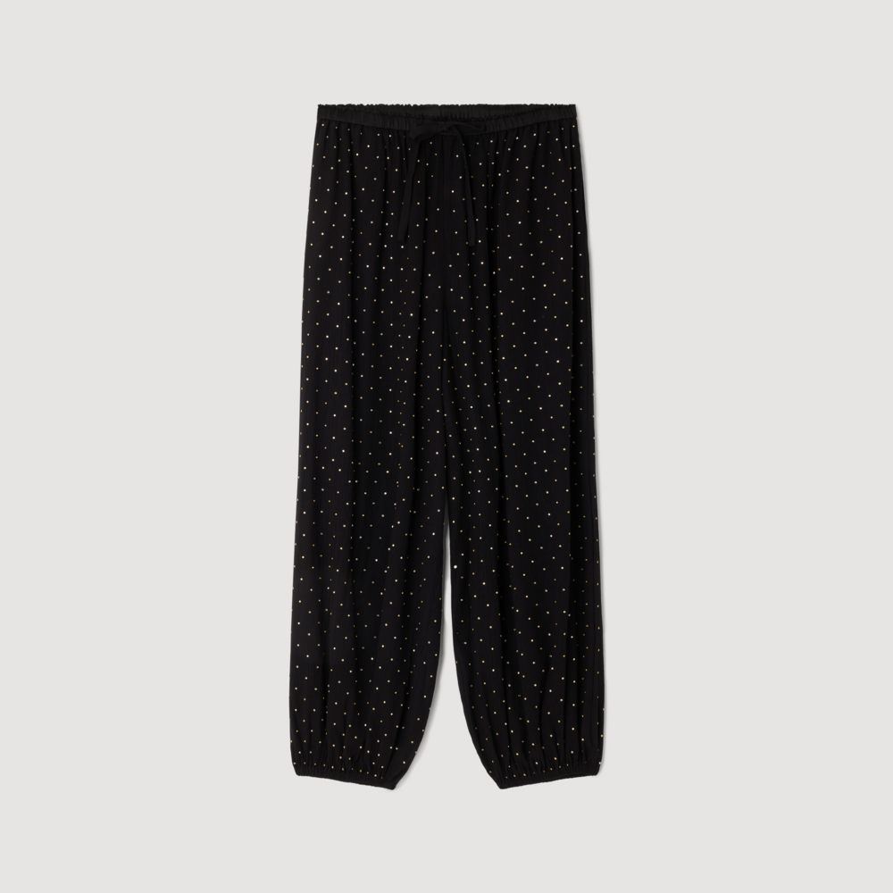 Pantalón ancho con pedrería