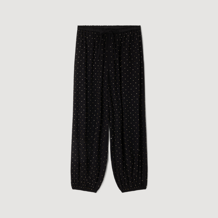 Pantalón ancho con pedrería