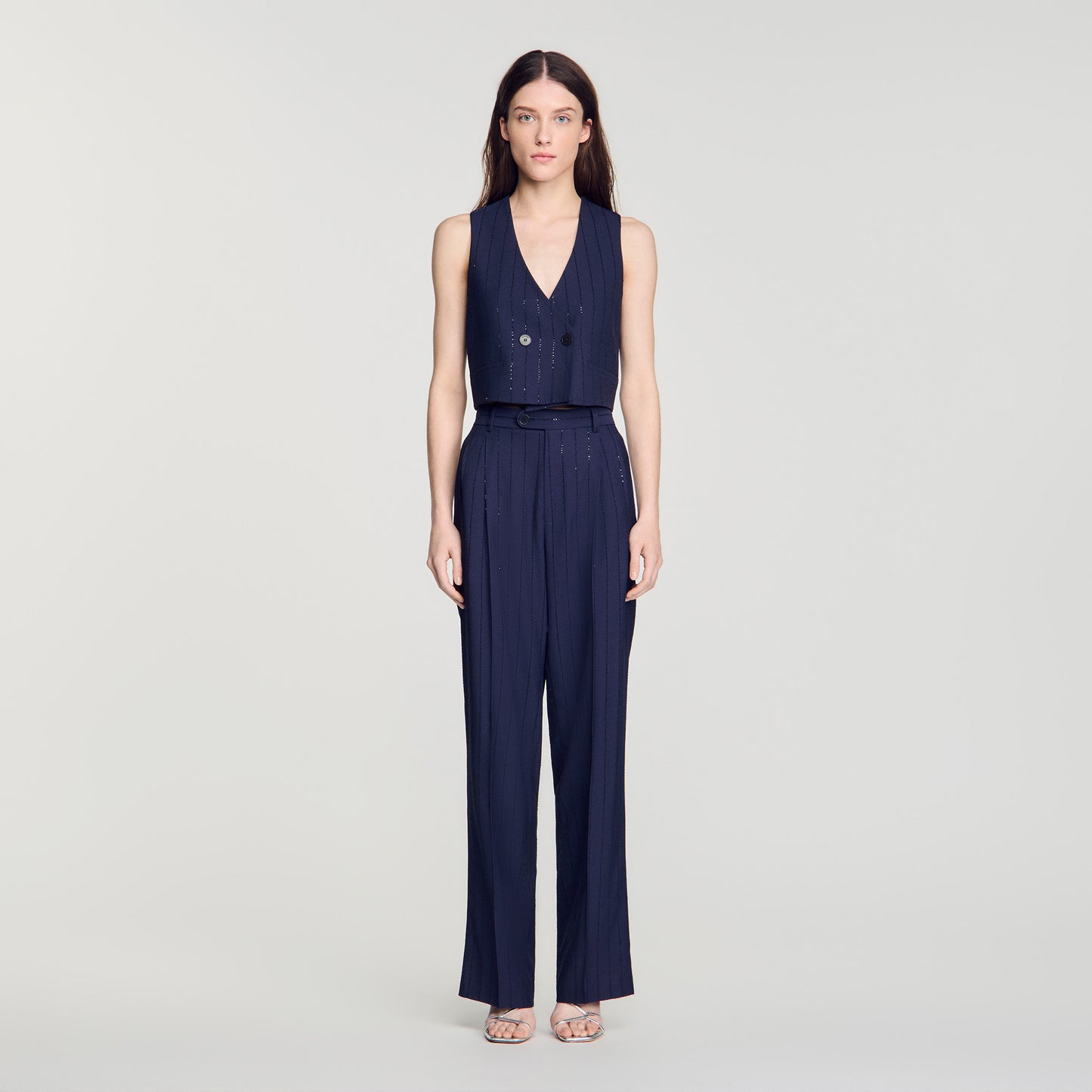 Pantalón a rayas con lentejuelas