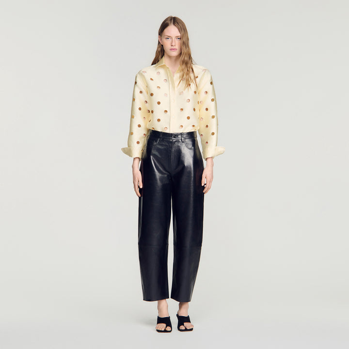 Pantalón barrel de piel