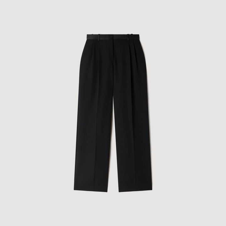 Pantalón bimaterial satinado