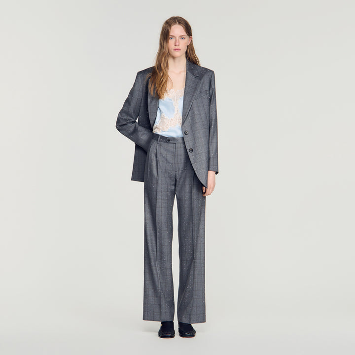 Pantalón a cuadros con strass