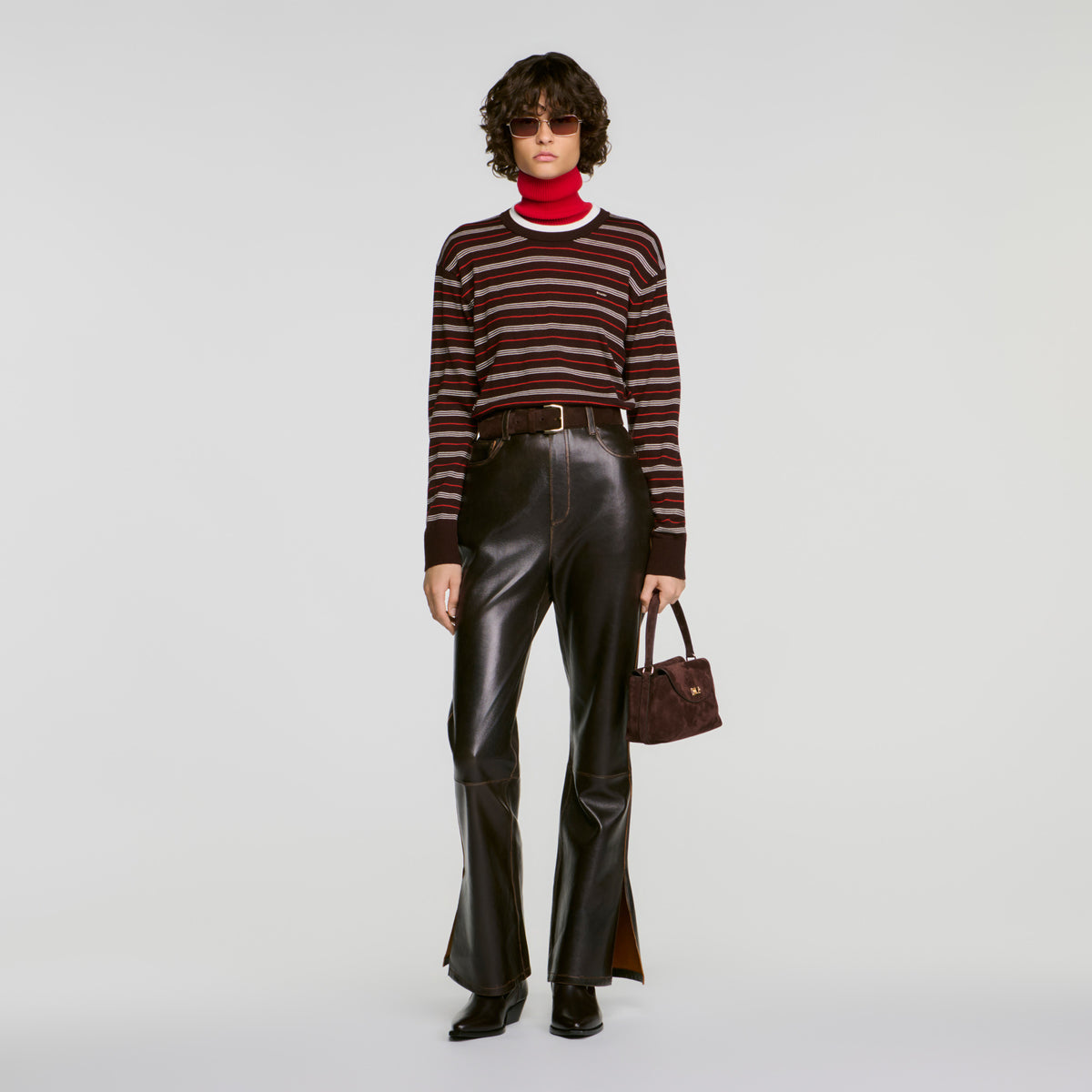 Pantalón de piel efecto envejecido