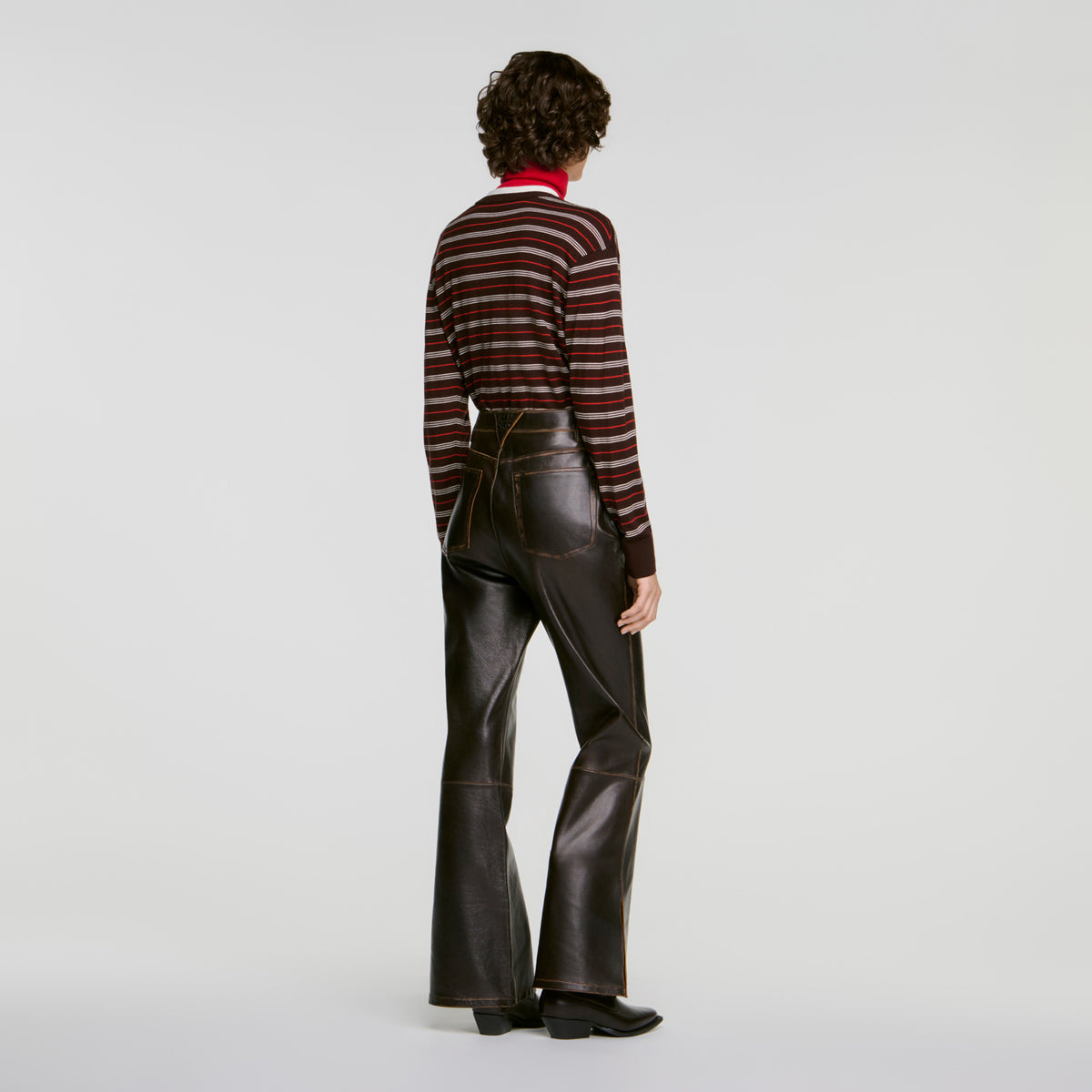 Pantalón de piel efecto envejecido