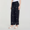 Pantalón ancho bordado con perlas y strass