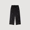 Pantalón ancho bordado con perlas y strass