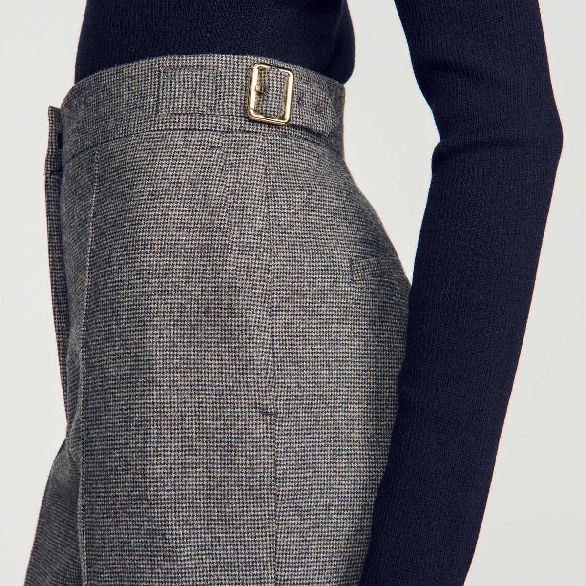 Pantalón de lana de pata de gallo