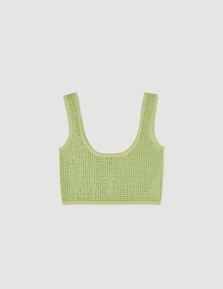 Top estilo corpiño con strass