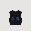 Top de punto y denim