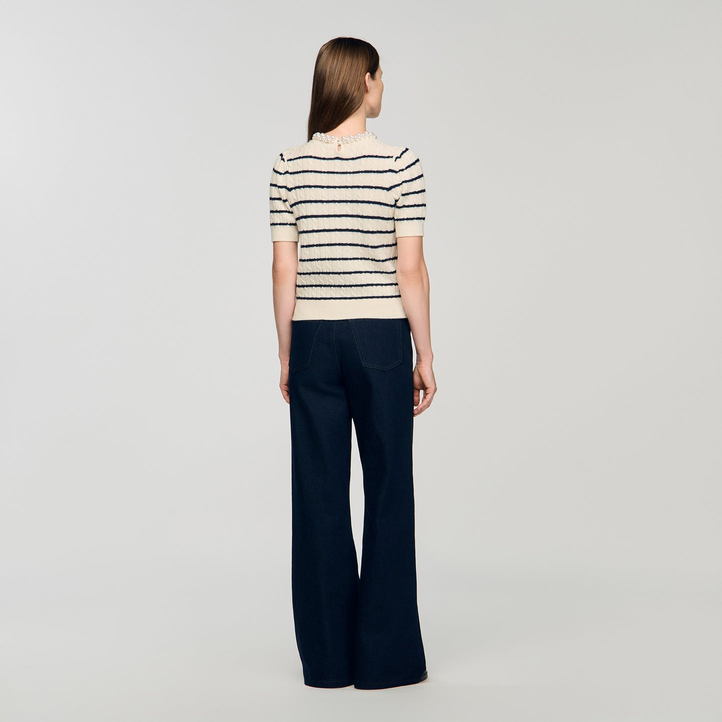 Jersey de rayas con cuello perlado