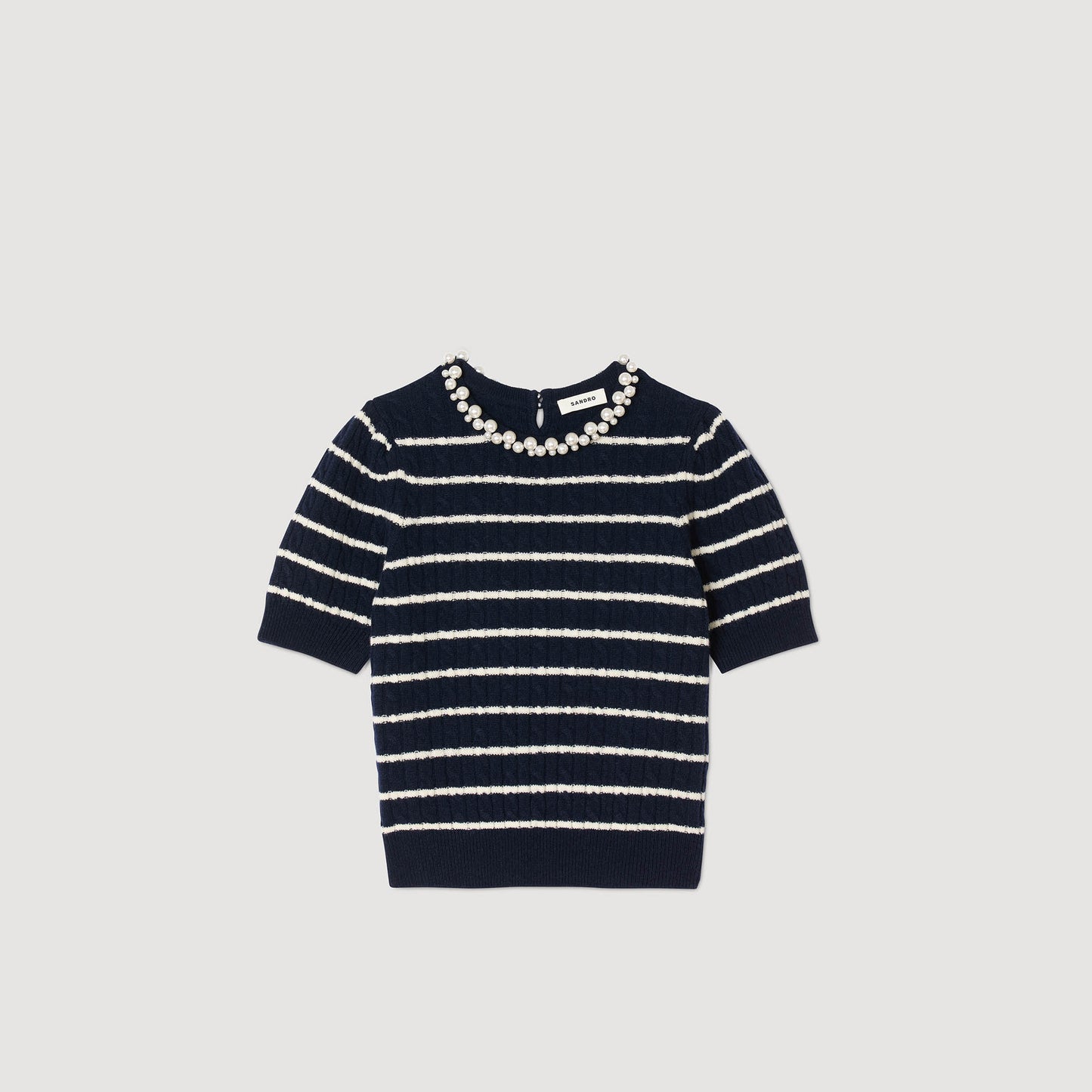 Jersey de rayas con cuello perlado