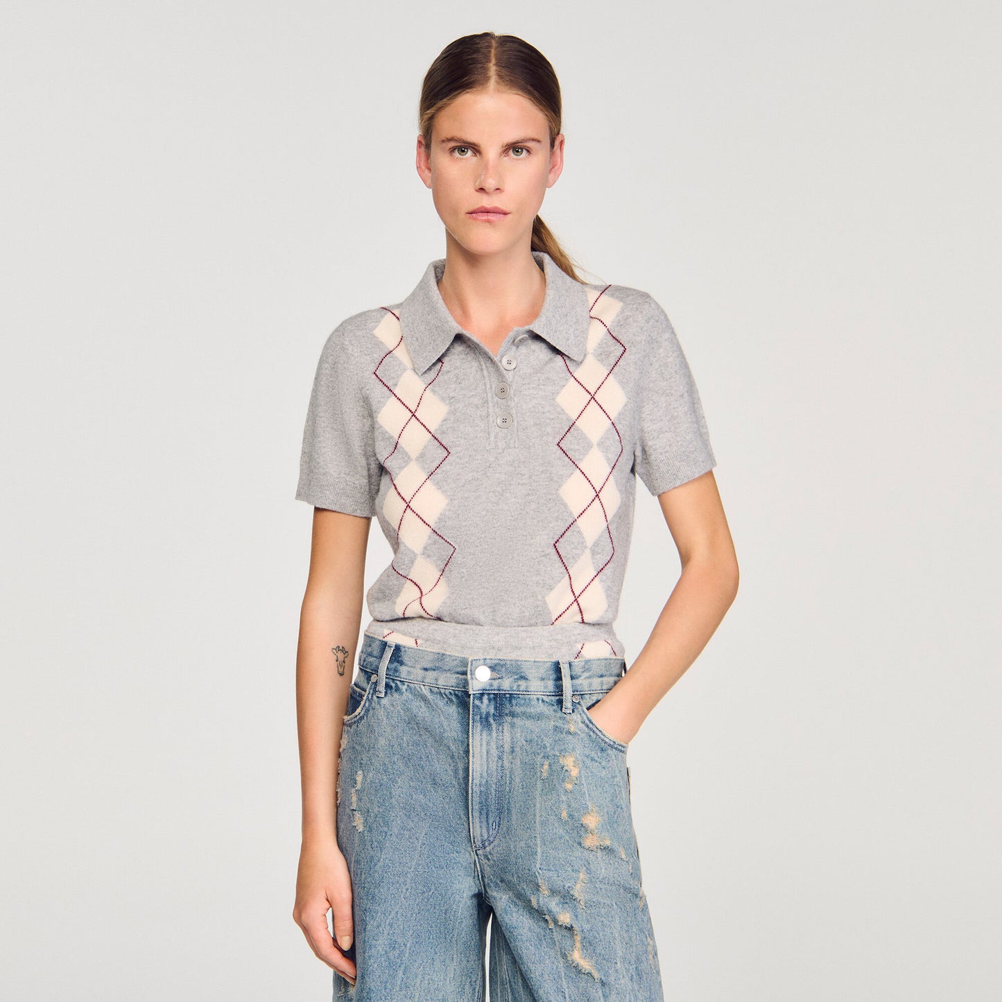 Jersey de rombos con cuello polo