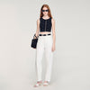 Top corto de punto bordado y strass