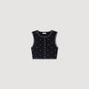 Top corto de punto bordado y strass