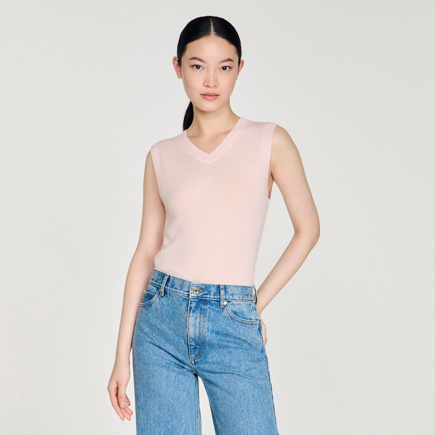 Jersey corto lana cachemira bordado