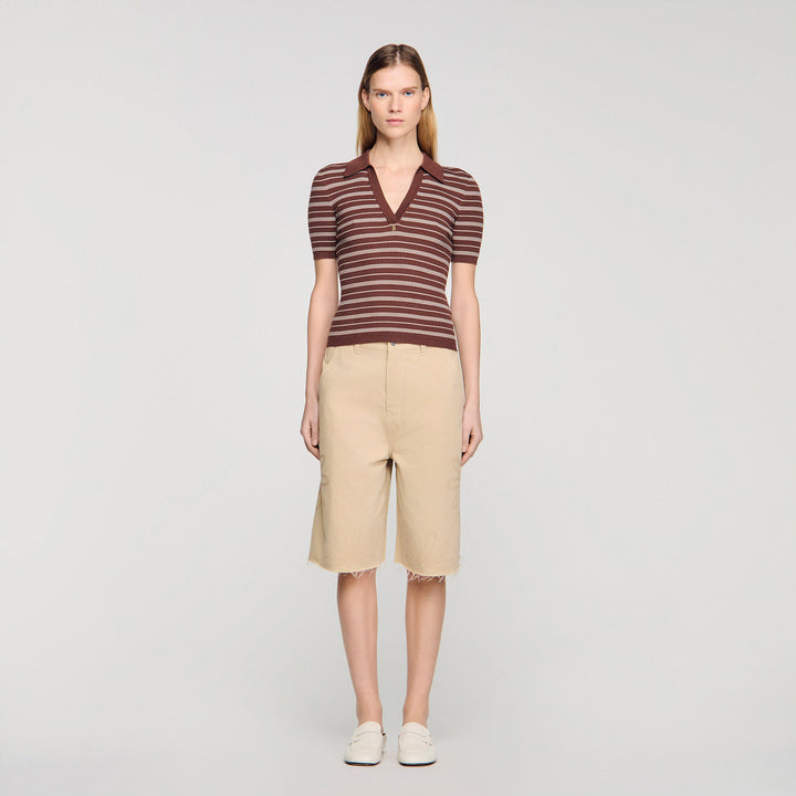 Jersey a rayas con cuello polo V