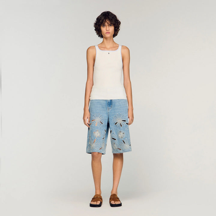 Camiseta de tirantes de canalé