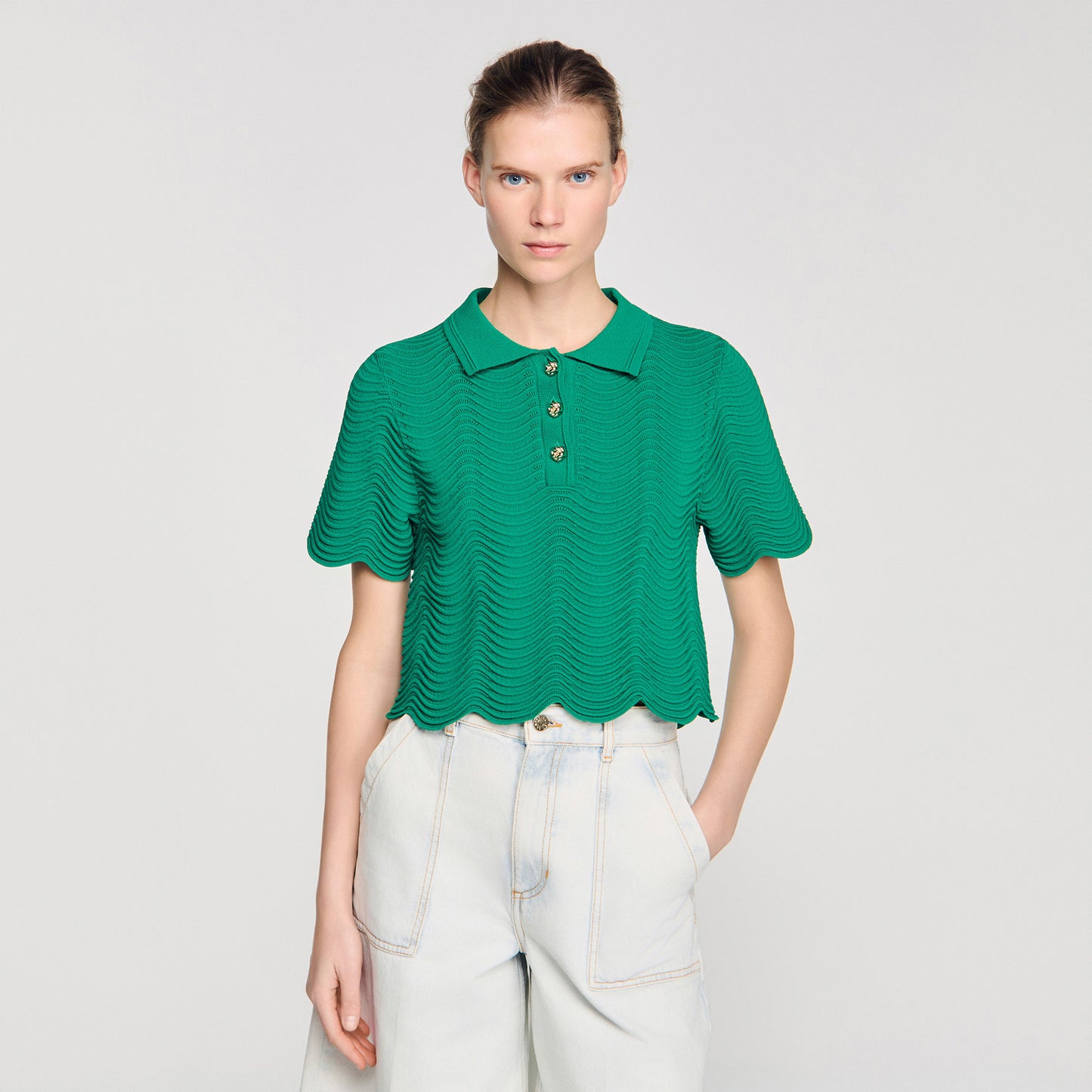 Jersey polo de punto de fantasía