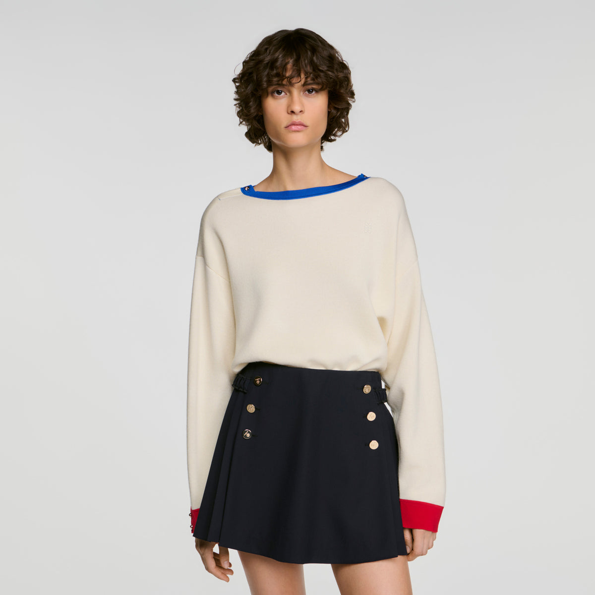 Jersey lana cuello en contraste