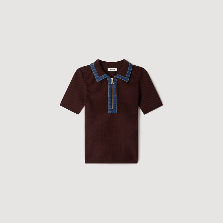 Jersey polo punto y cuello vaquero