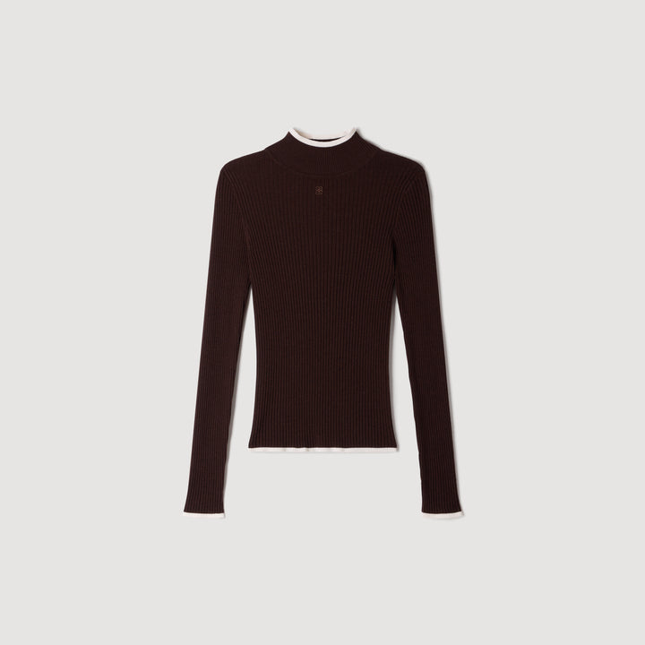 Jersey cuello vuelto de canalé