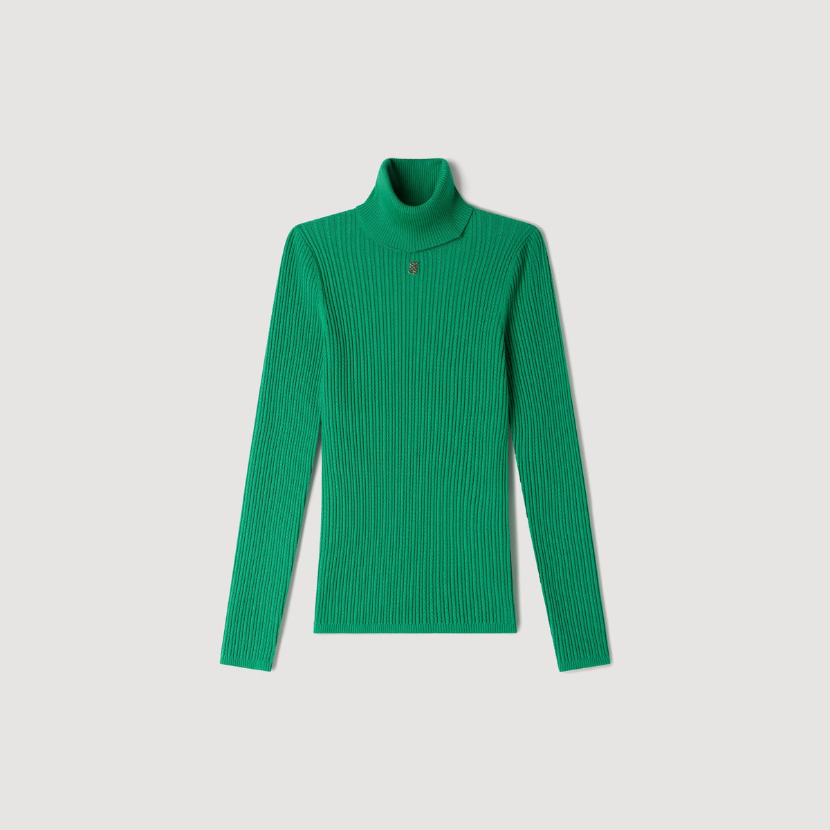Jersey de cuello alto de punto trenzado