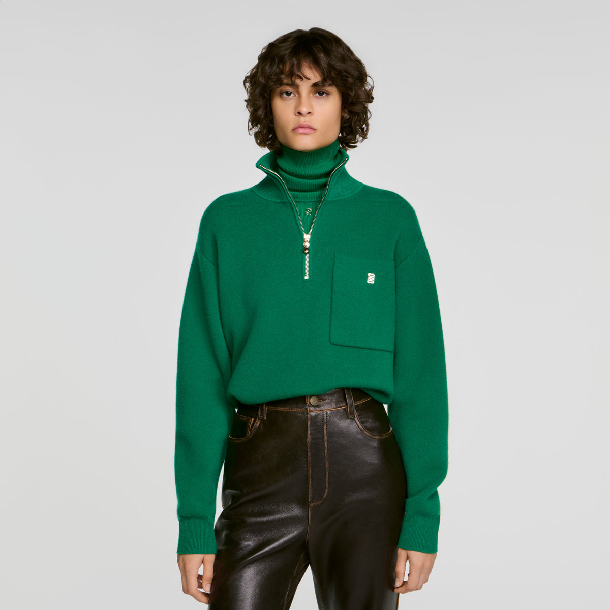 Jersey con cuello camionero de lana y cachemira