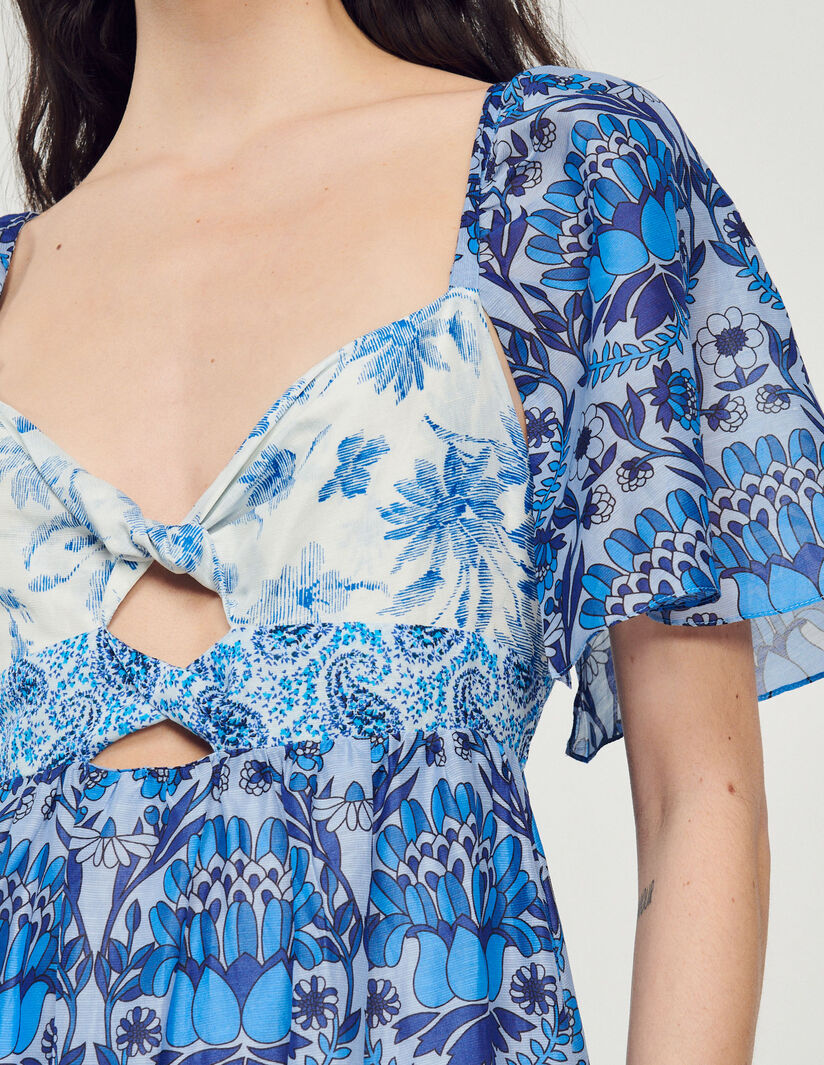 Vestido largo con estampado de fular