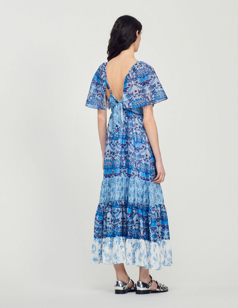 Vestido largo con estampado de fular