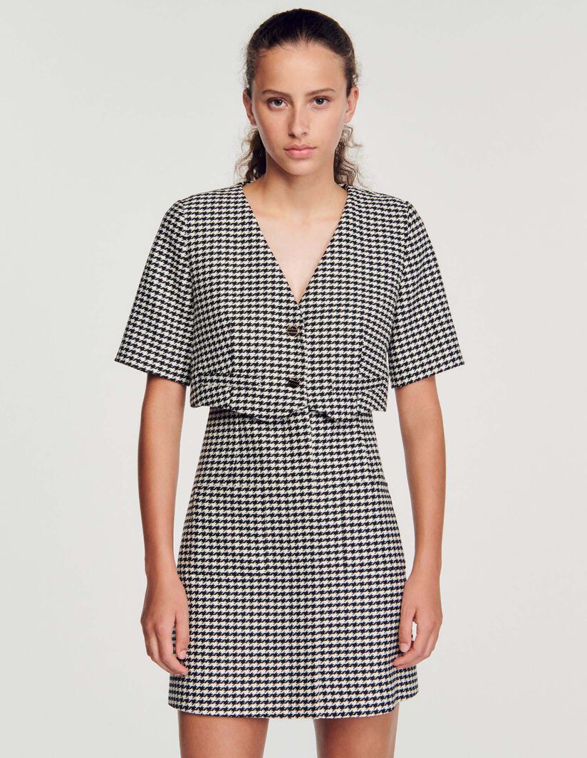 Vestido corto de tweed pata de gallo