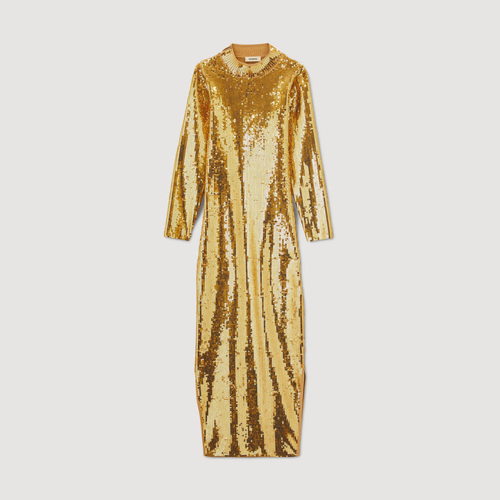 Vestido semilargo con lentejuelas