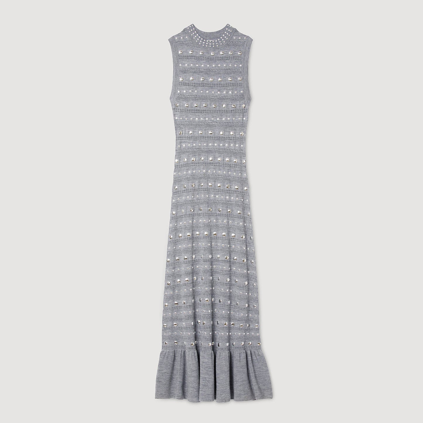 Vestido largo de punto con tachuelas