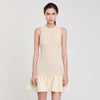 Vestido corto de punto con volante