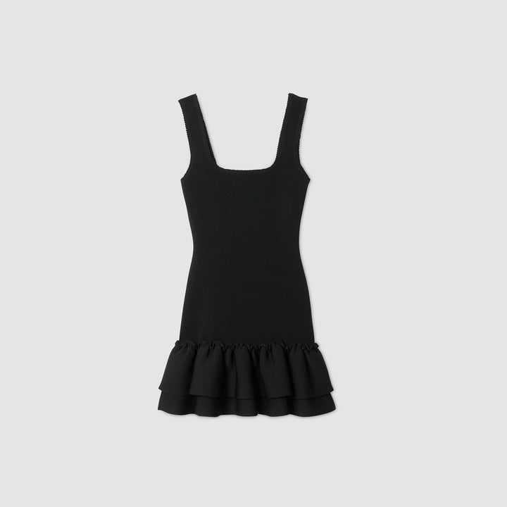 Vestido corto de punto con volantes