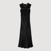 Vestido largo satinado con strass
