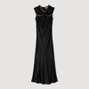 Vestido largo satinado con strass