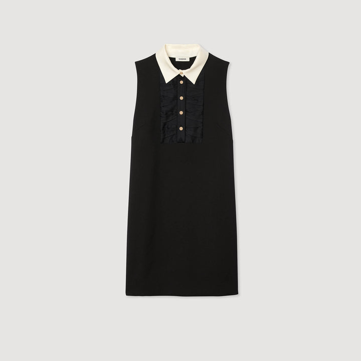 Vestido corto de cuello contrastado