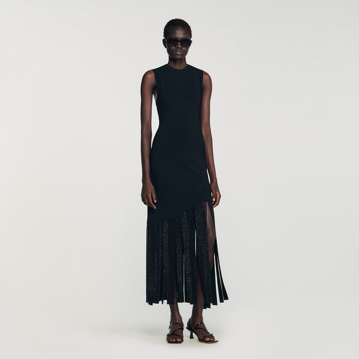 Vestido largo con flecos