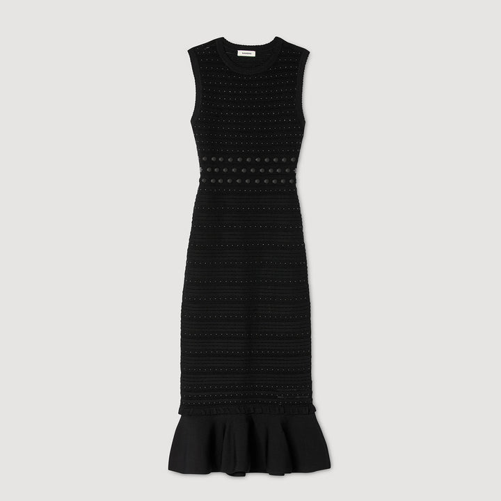 Vestido largo punto con tachuelas