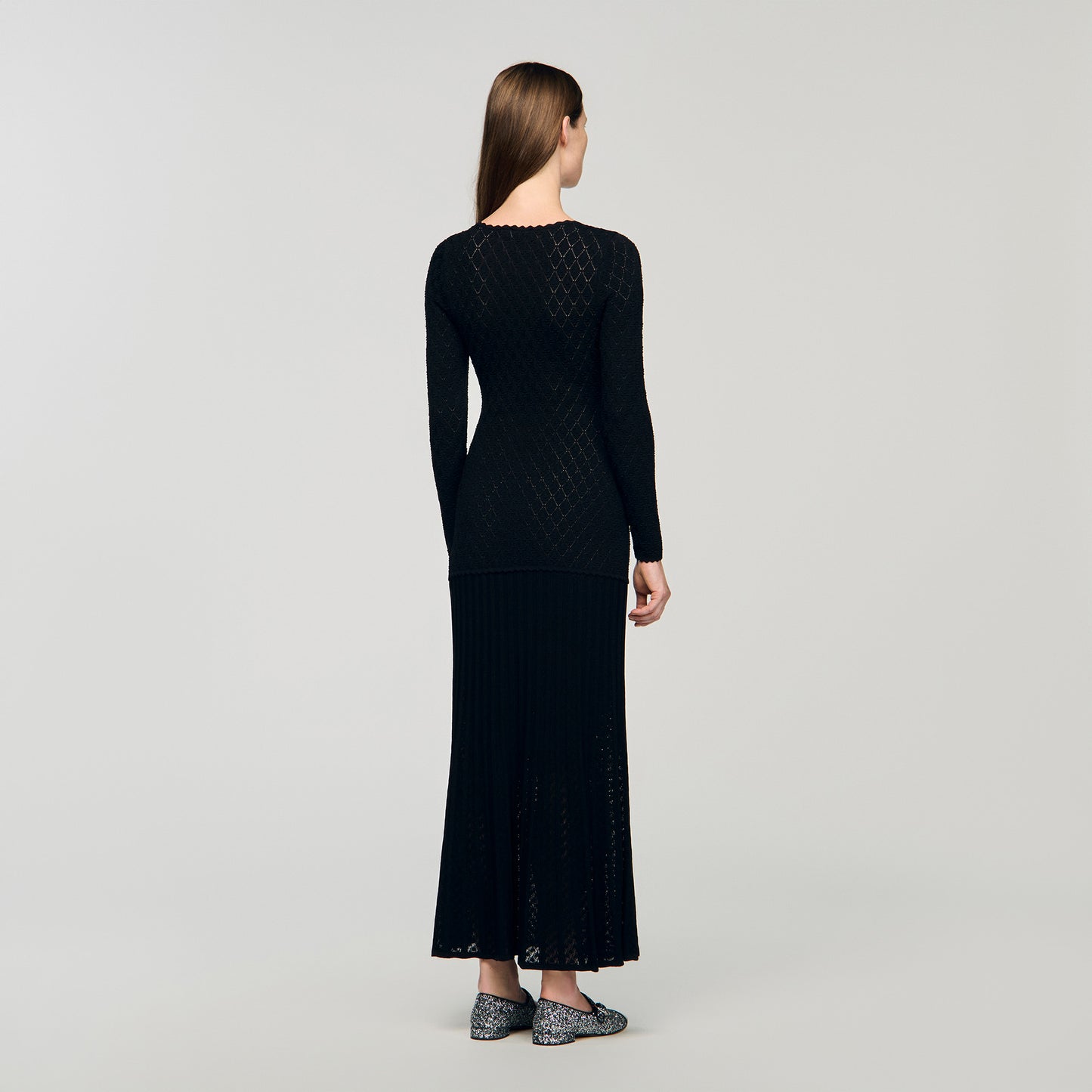 Vestido largo de punto de fantasía