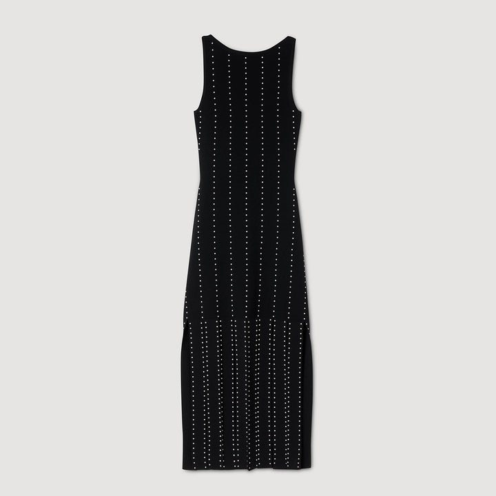 Vestido largo de punto con flecos