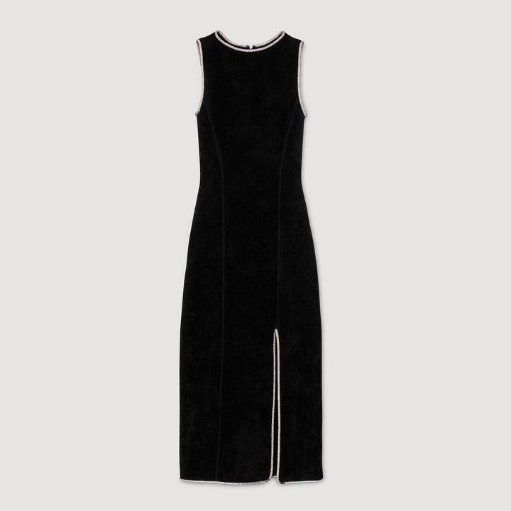 Vestido largo abierto con strass