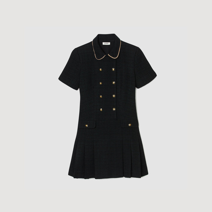 Vestido corto de tweed con botones