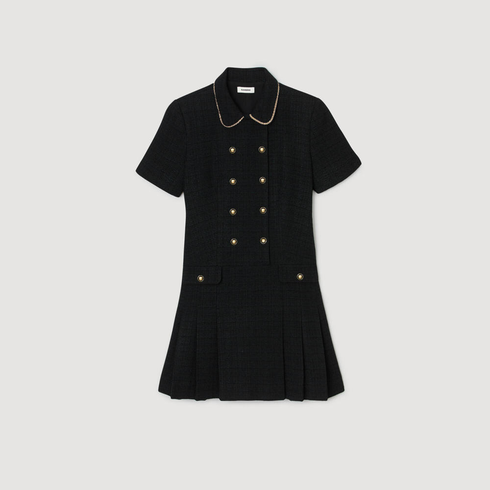 Vestido corto de tweed con botones